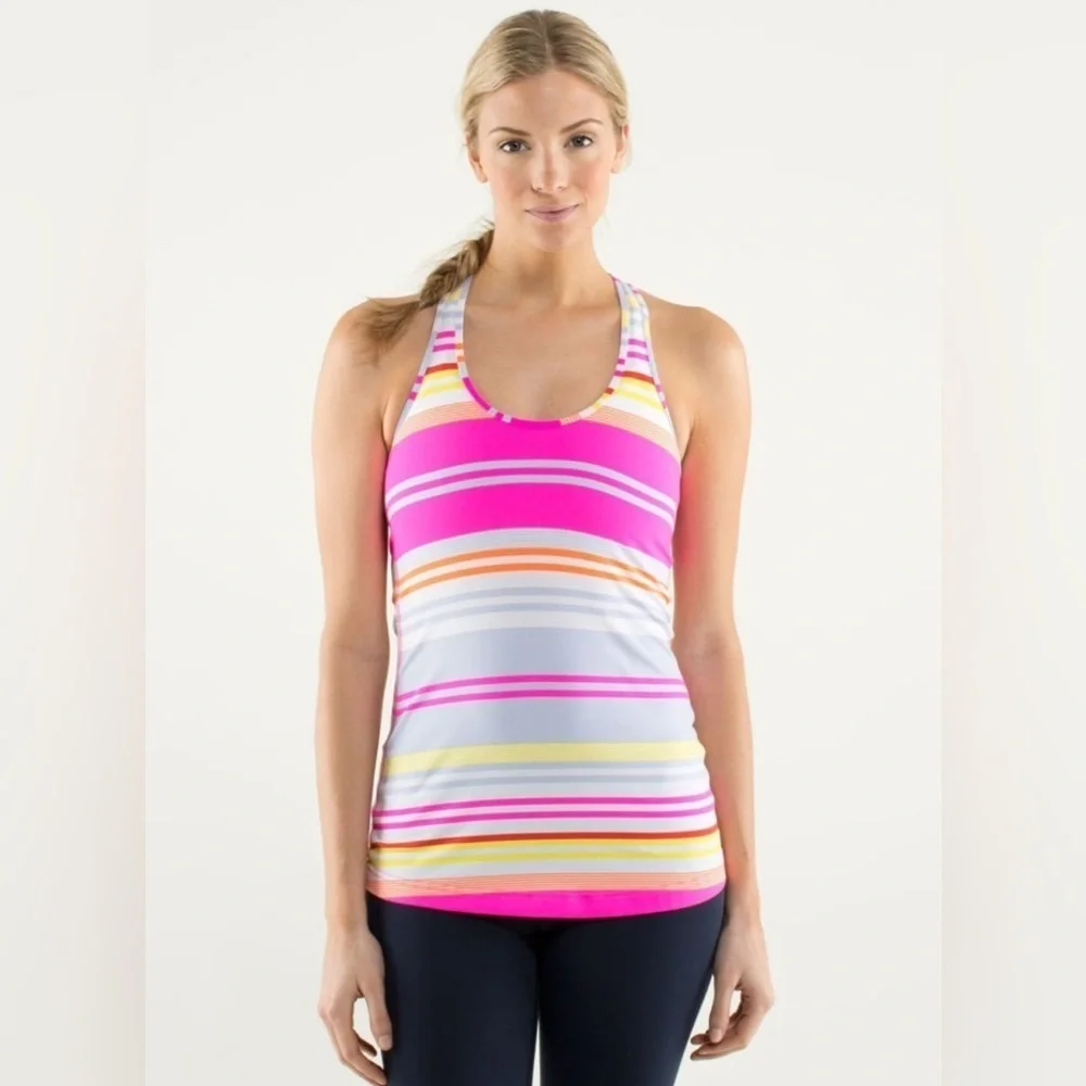 Lululemon Cool Striped Running Workout Racerback Tank
